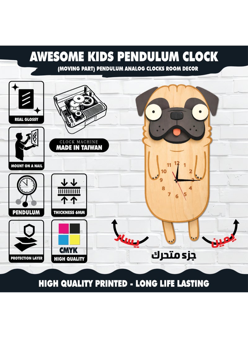 A wall clock with a moving pendulum in the shape of a dog, featuring an attractive design, reliable quality, soothing colors, silent movement, and easy hanging to suit all tastes. - Image 3